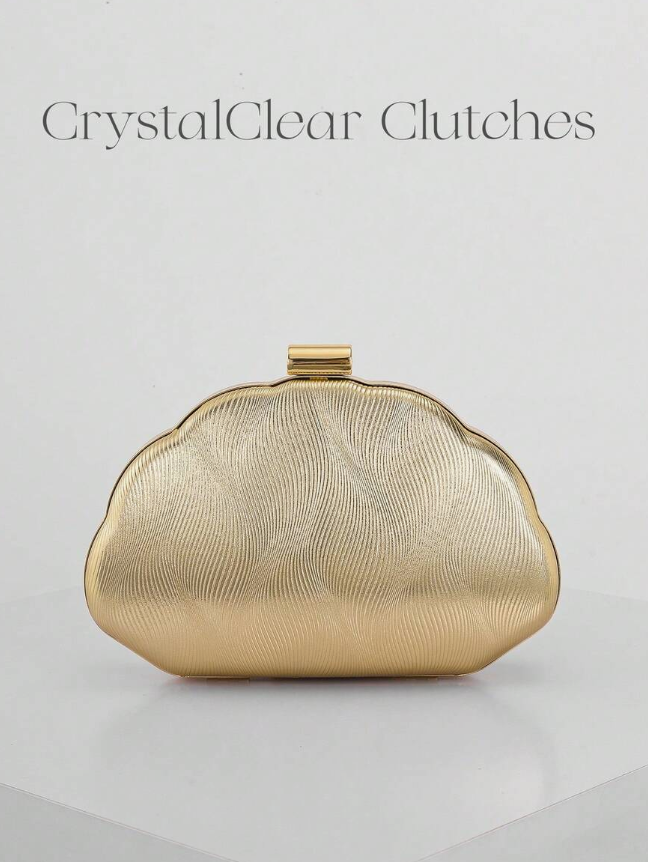 Gold-Tone Shell Clutch