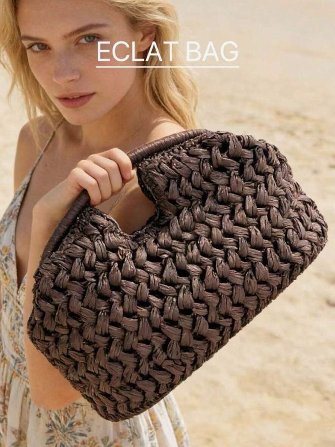 Brown Woven Clutch