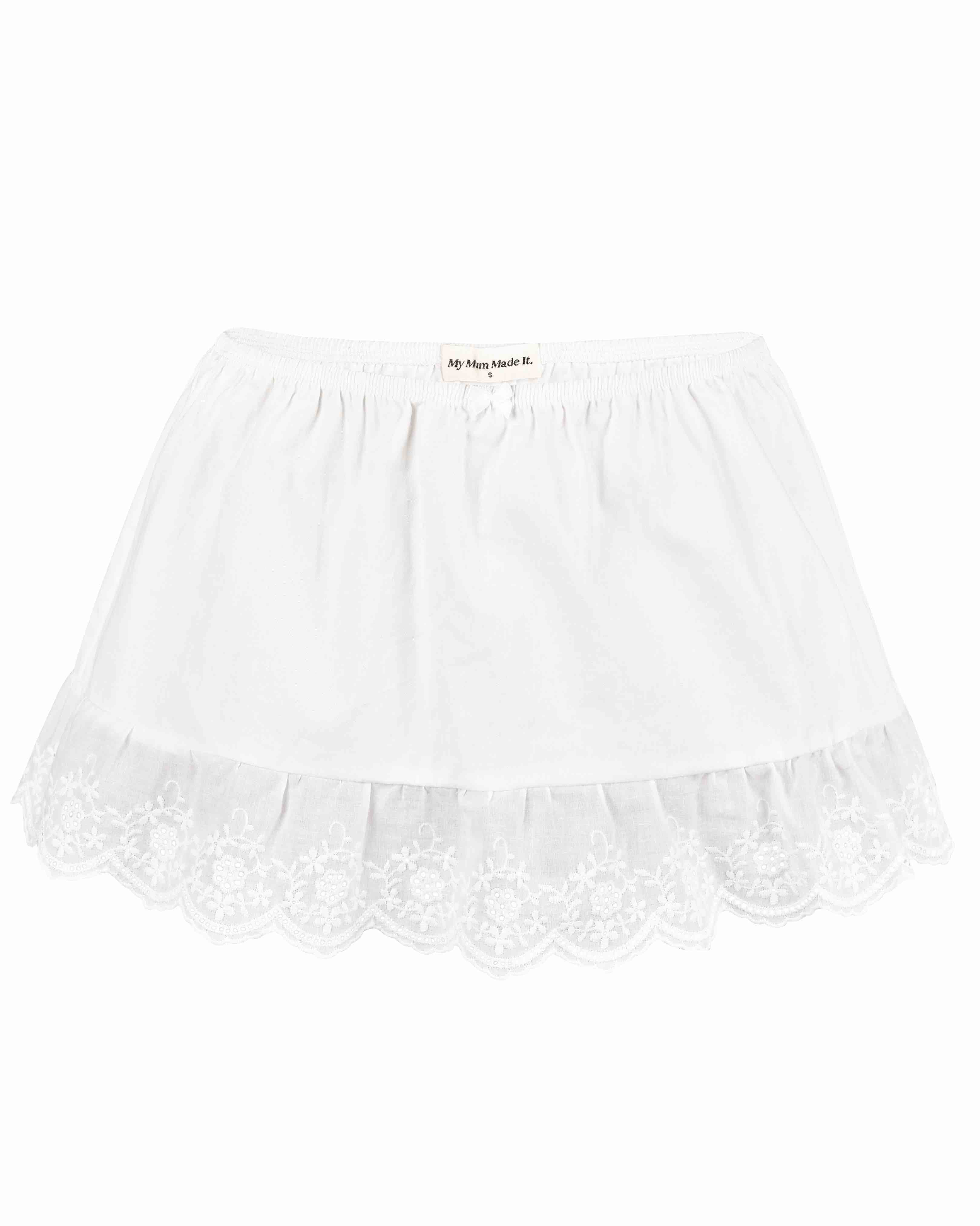My Mum Made It Lace Mini Skirt in White