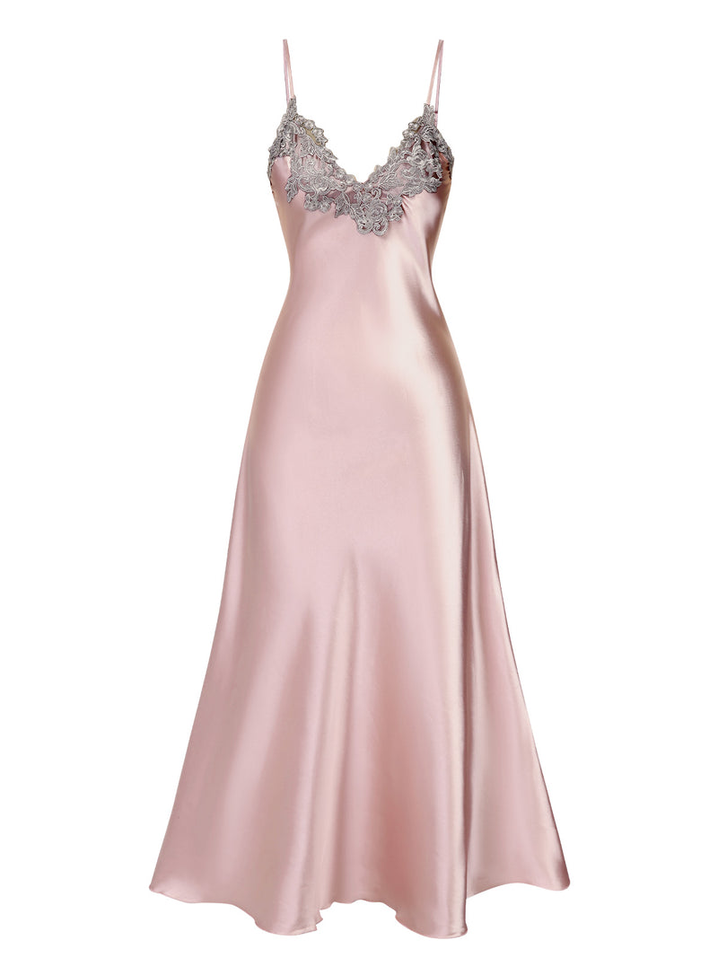 Retro Stage 1930s Embroidered Satin Nightgown