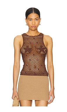Lovers and Friends Ottavia Crochet Top in Brown
