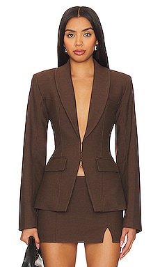 Camila Coelho Mireia Tailored Jacket in Brown