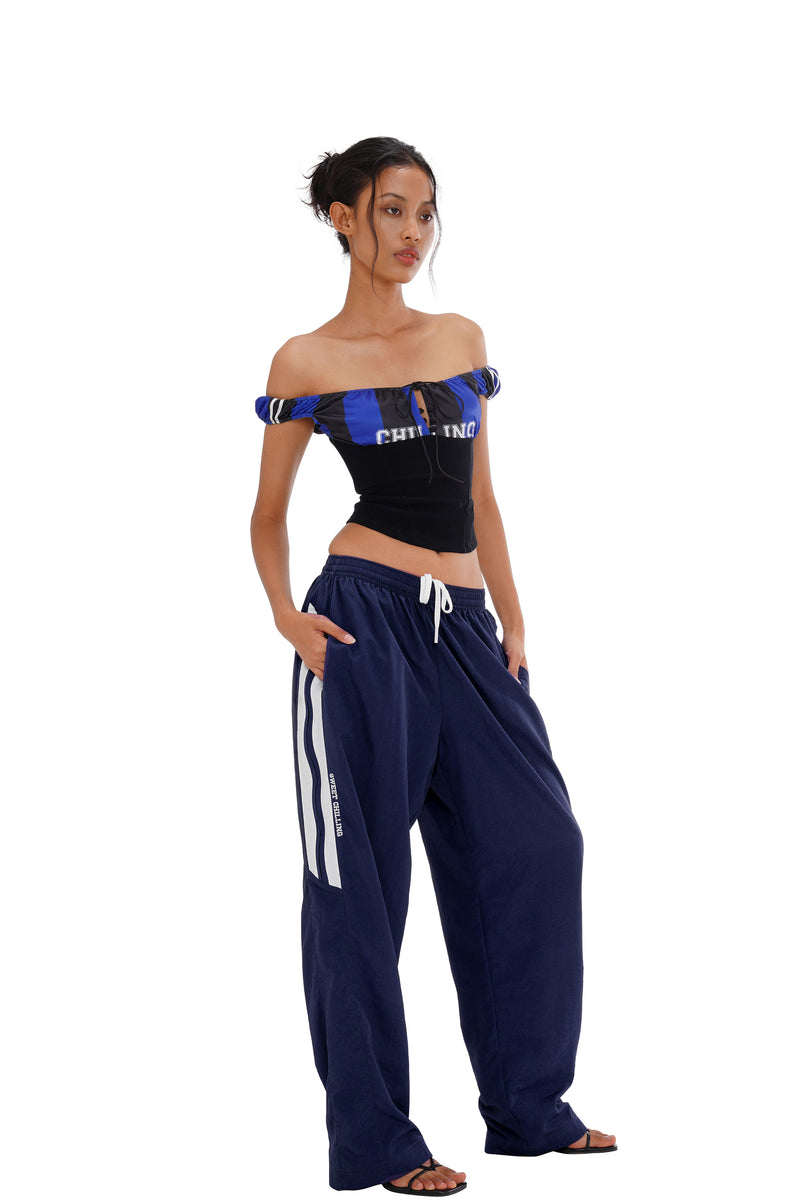 Sweet Chilling Wide-Leg Striped Sweatpants