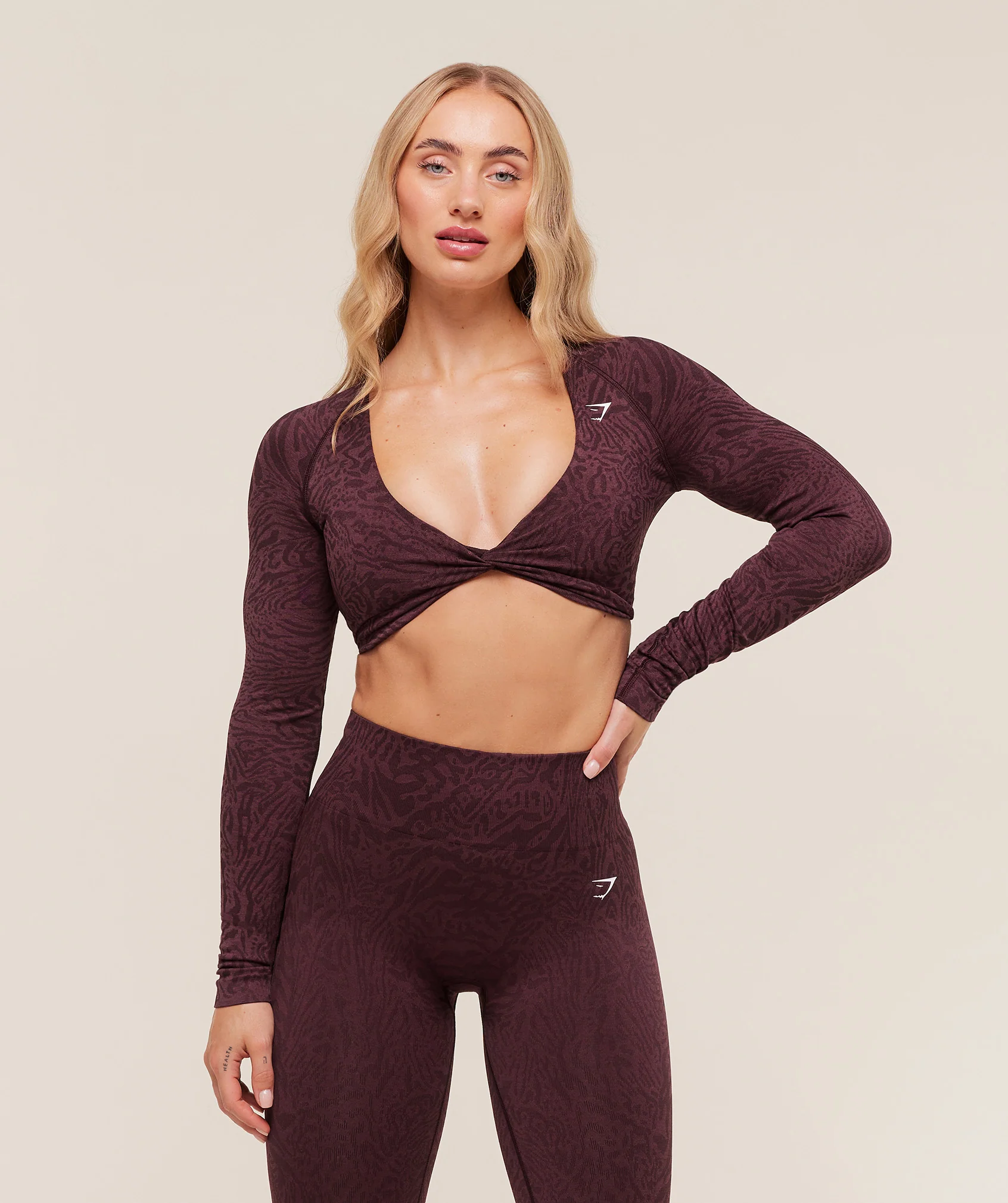 Adapt Animal Long Sleeve Crop Top - Cherry Purple/Reset Pink