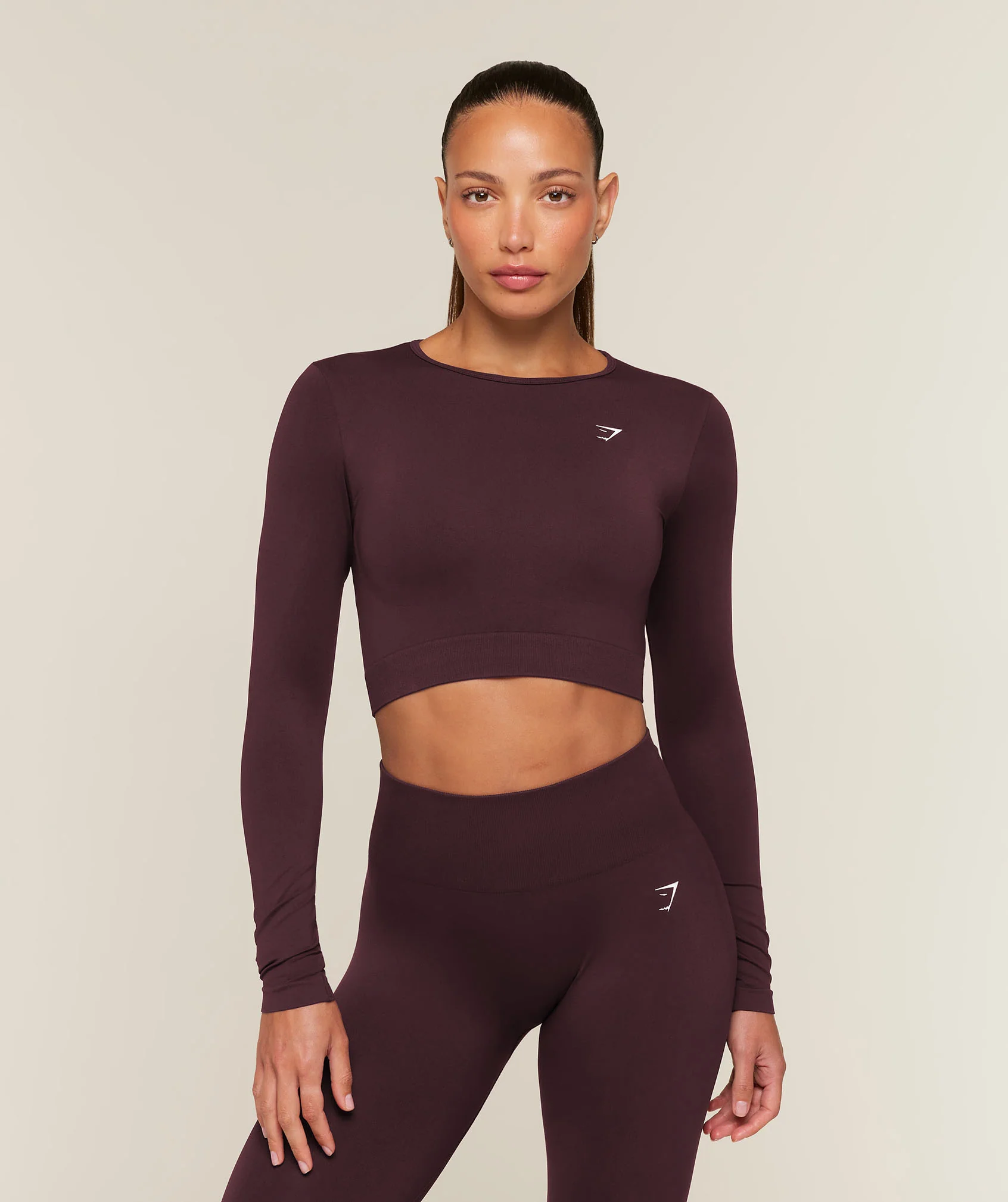 Everyday Seamless Long Sleeve Crop Top - Cherry Purple